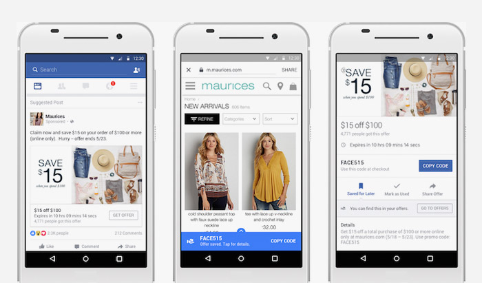 Facebook trials new Digital Coupon Drawer